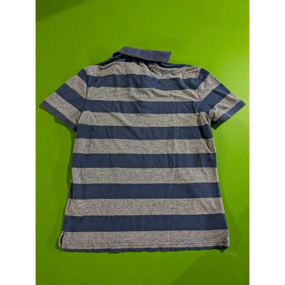 Banana Republic Polo‎ Shirt Purple Elephant Logo Slim Fit Medium Striped